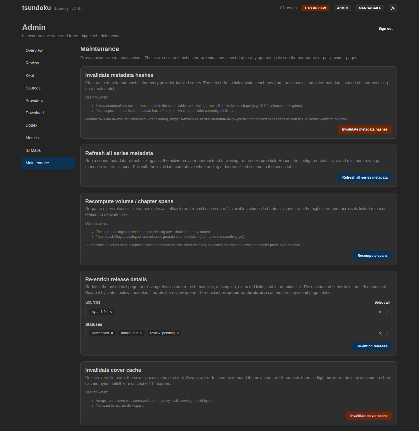 Maintenance page